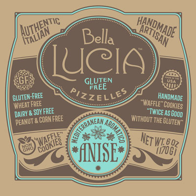 Gluten Free Pizzelle Cookie Pieces Cinnamon 6 oz. - Bella Lucia Inc