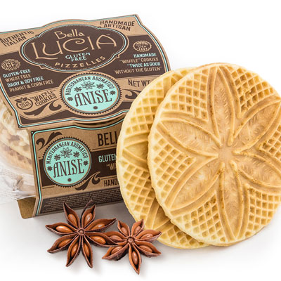 Gluten Free Pizzelle Cookies Anise 6 oz - Bella Lucia Inc